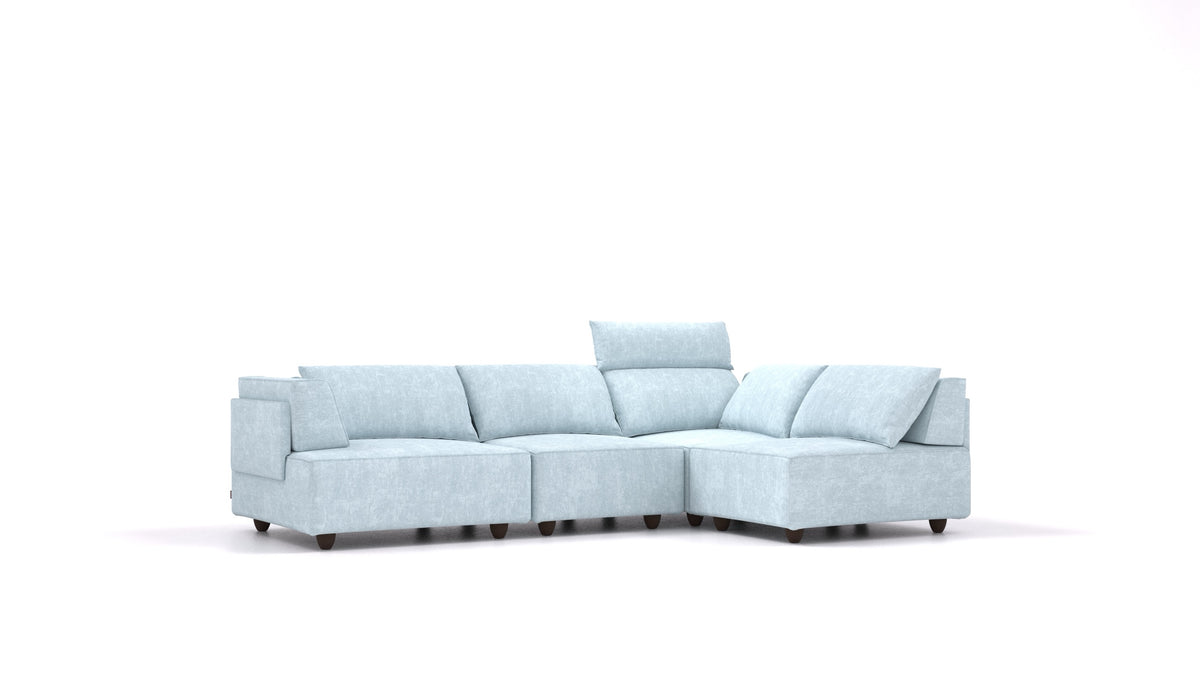 CasCais R, modularna sjedeća garnitura FEYDOM u tkanini Mollia FF-19 Pastel Blue, tamne noge