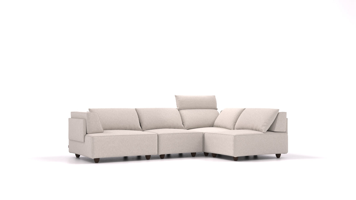 CasCais R, modularna sjedeća garnitura FEYDOM u tkanini Icon IC-02 Natur, tamne noge