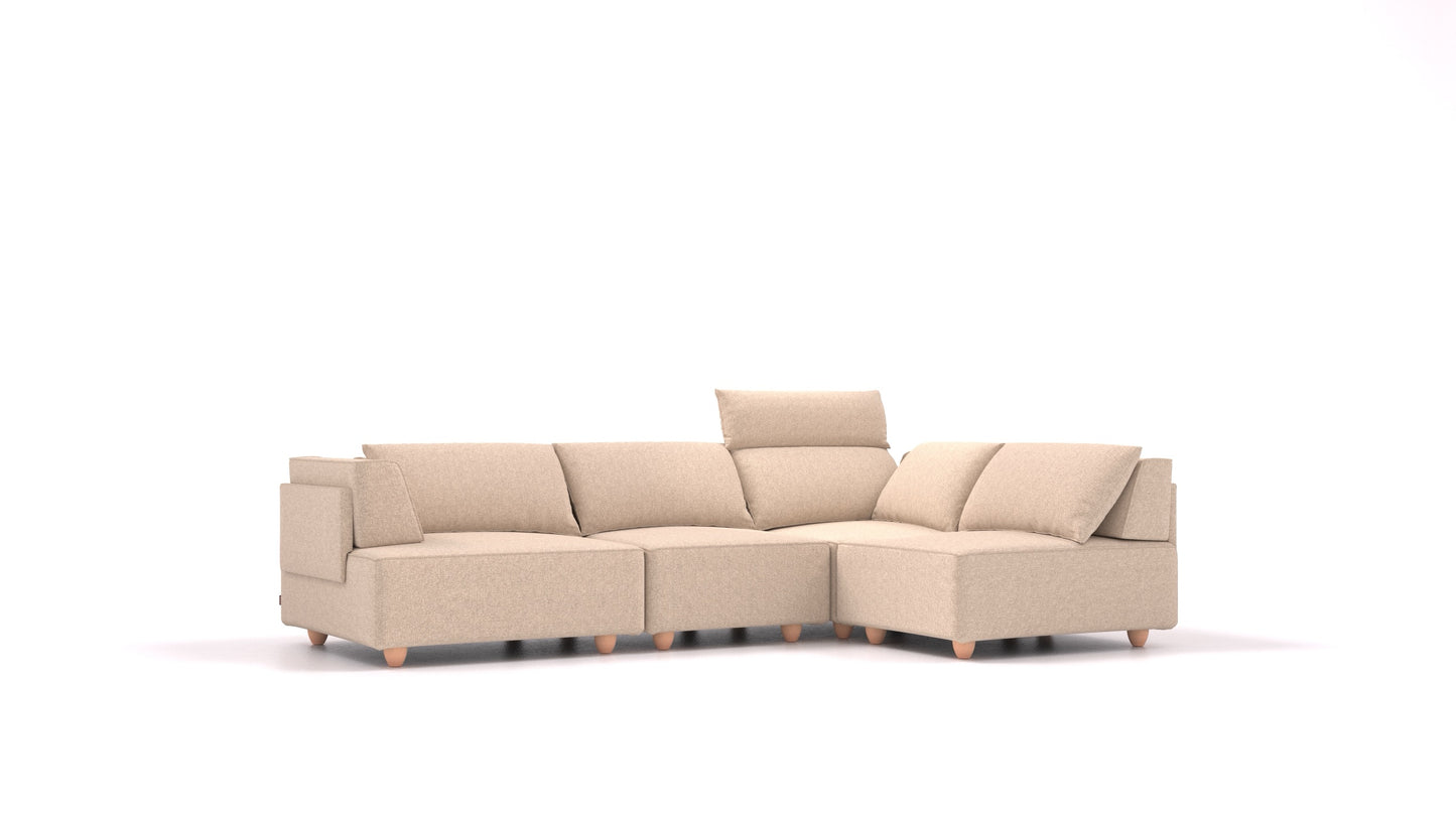 CasCais R, modularna sjedeća garnitura FEYDOM u tkanini Icon IC-06 Cappuccino, svijetle noge