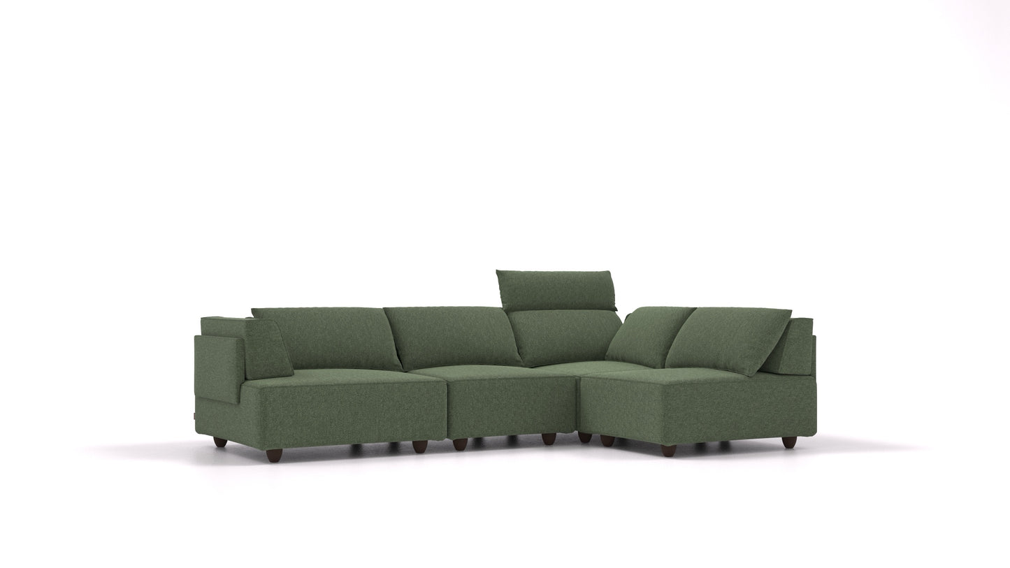 CasCais R, modularna sjedeća garnitura FEYDOM u tkanini Icon IC-39 Forest, tamne noge