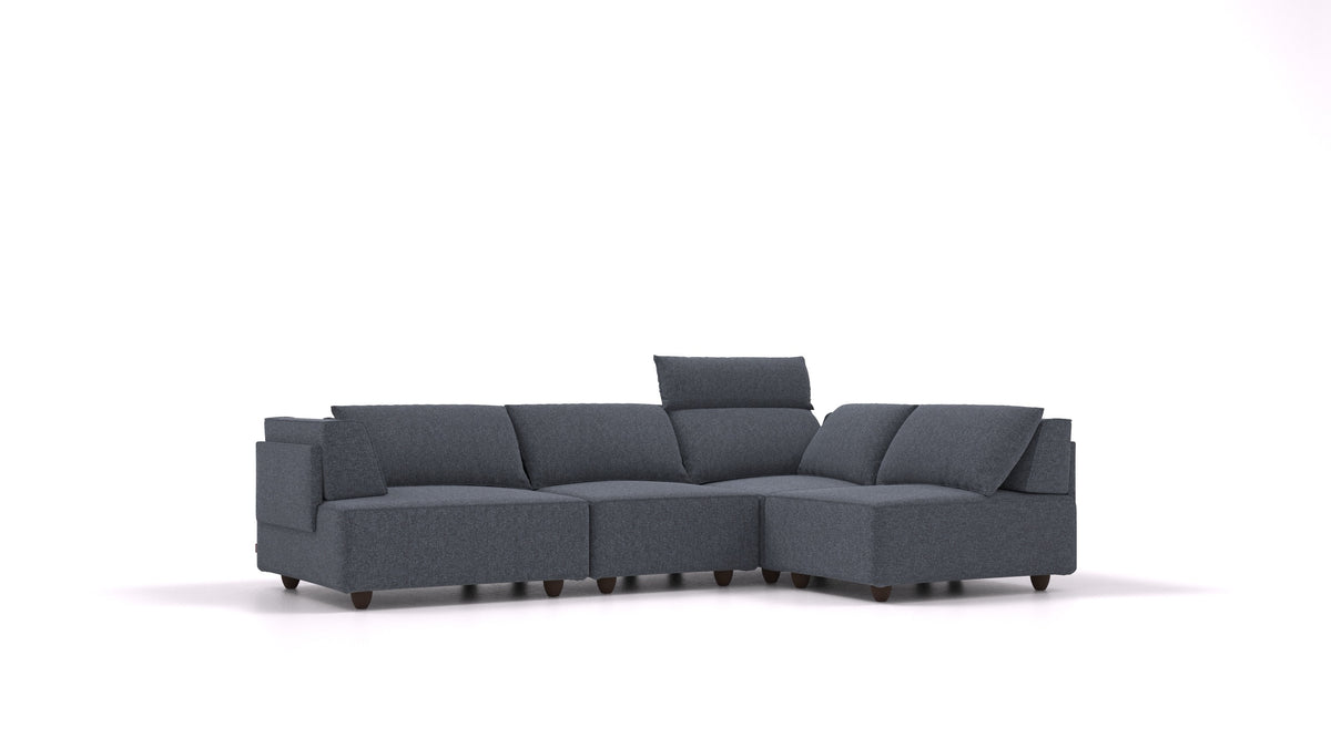 CasCais R, modularna sjedeća garnitura FEYDOM u tkanini Icon IC-79 Deep Blue, tamne noge