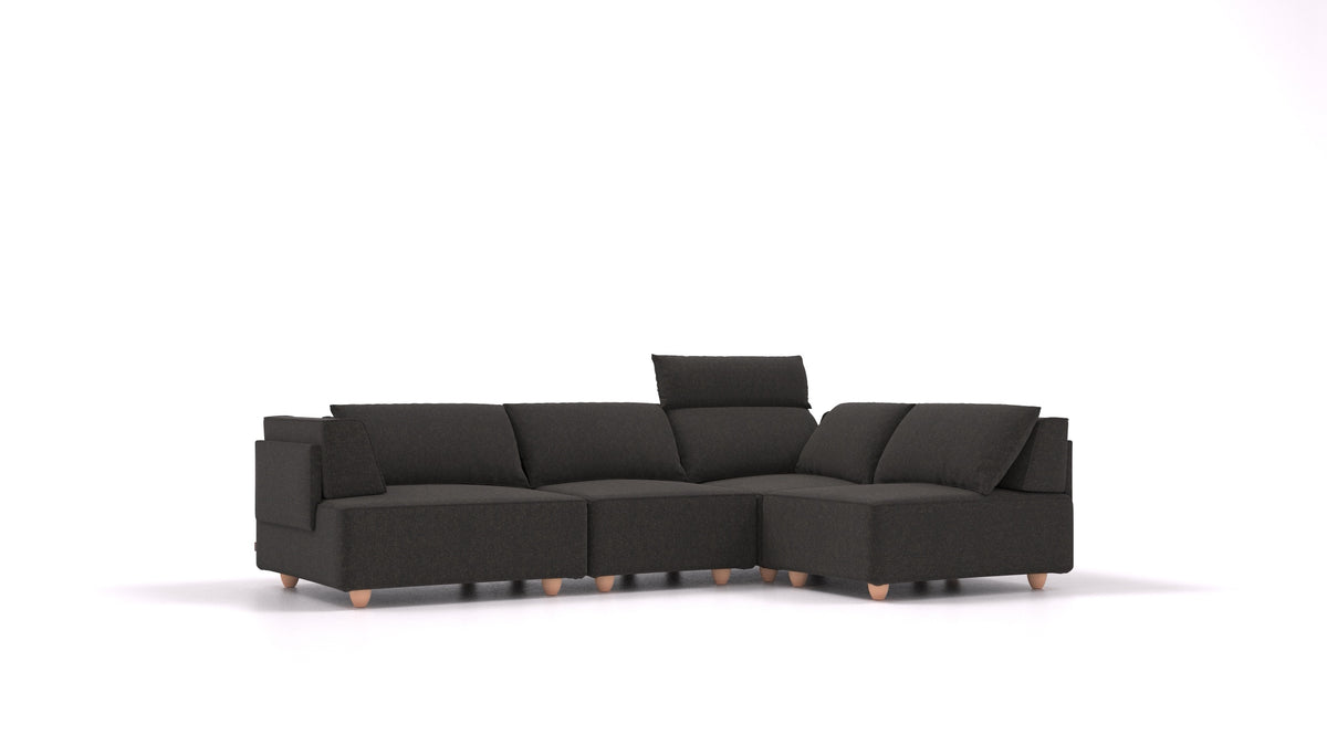 CasCais R, modularna sjedeća garnitura FEYDOM u tkanini Icon IC-99 Umbra, svijetle noge