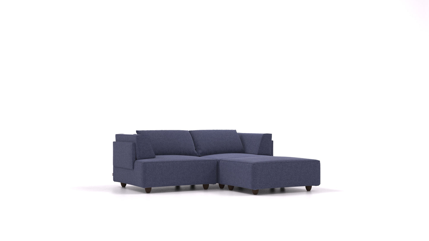 CasCais RA, modularna sjedeća garnitura FEYDOM u tkanini Velare ET-80 Noble Blue, tamne noge