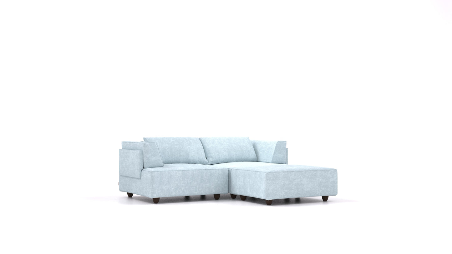 CasCais RA, modularna sjedeća garnitura FEYDOM u tkanini Mollia FF-19 Pastel Blue, tamne noge