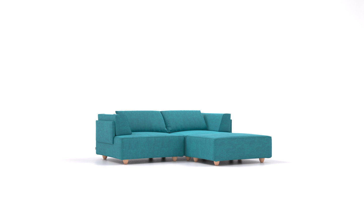 CasCais RA, modularna sjedeća garnitura FEYDOM u tkanini Mollia FF-20 Turquoise, svijetle noge