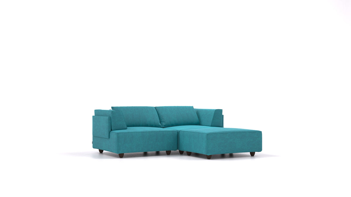 CasCais RA, modularna sjedeća garnitura FEYDOM u tkanini Mollia FF-20 Turquoise, tamne noge