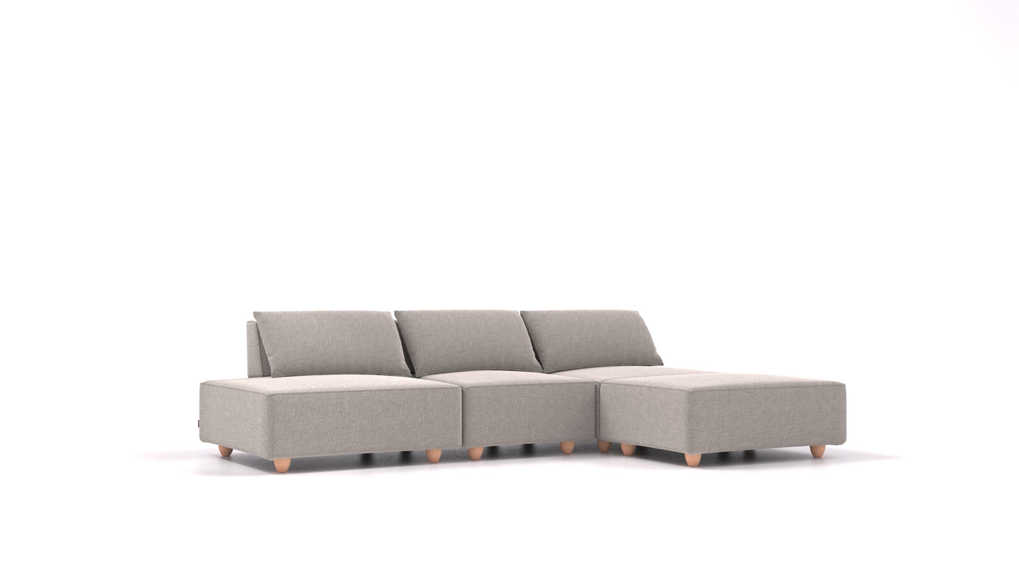 CasCais RS, modularna sjedeća garnitura FEYDOM u tkanini Phoenix FE-84 Middle Grey, svijetle noge