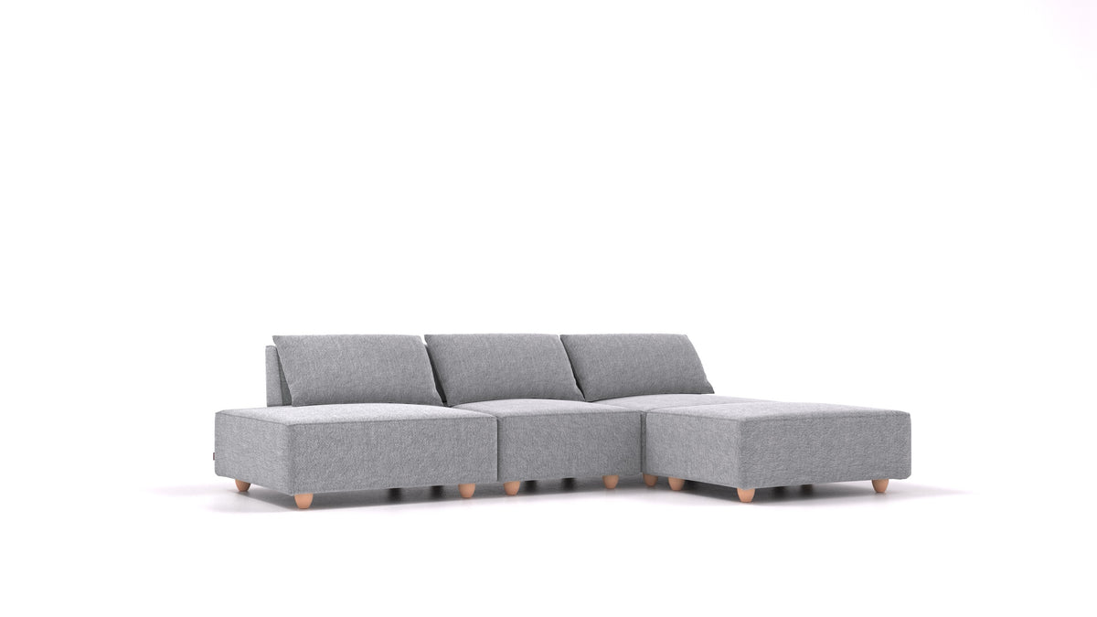 CasCais RS, modularna sjedeća garnitura FEYDOM u tkanini Phoenix FE-92 Dark Grey, svijetle noge