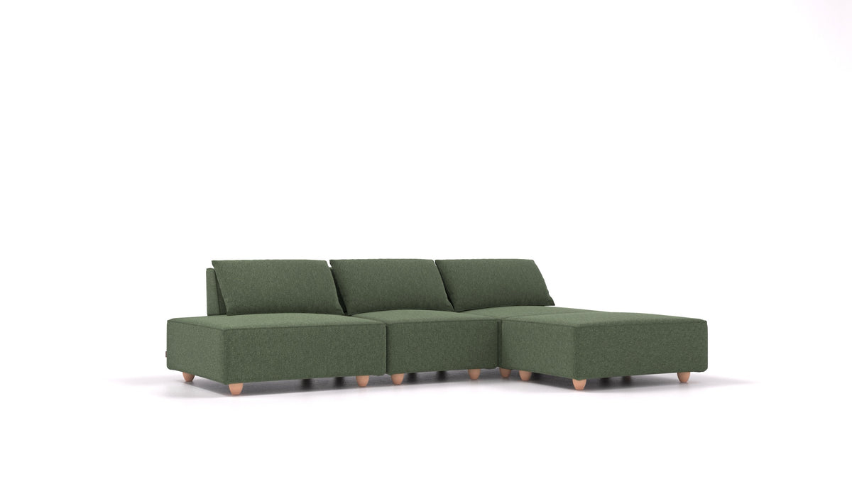 CasCais RS, modularna sjedeća garnitura FEYDOM u tkanini Icon IC-39 Forest, svijetle noge