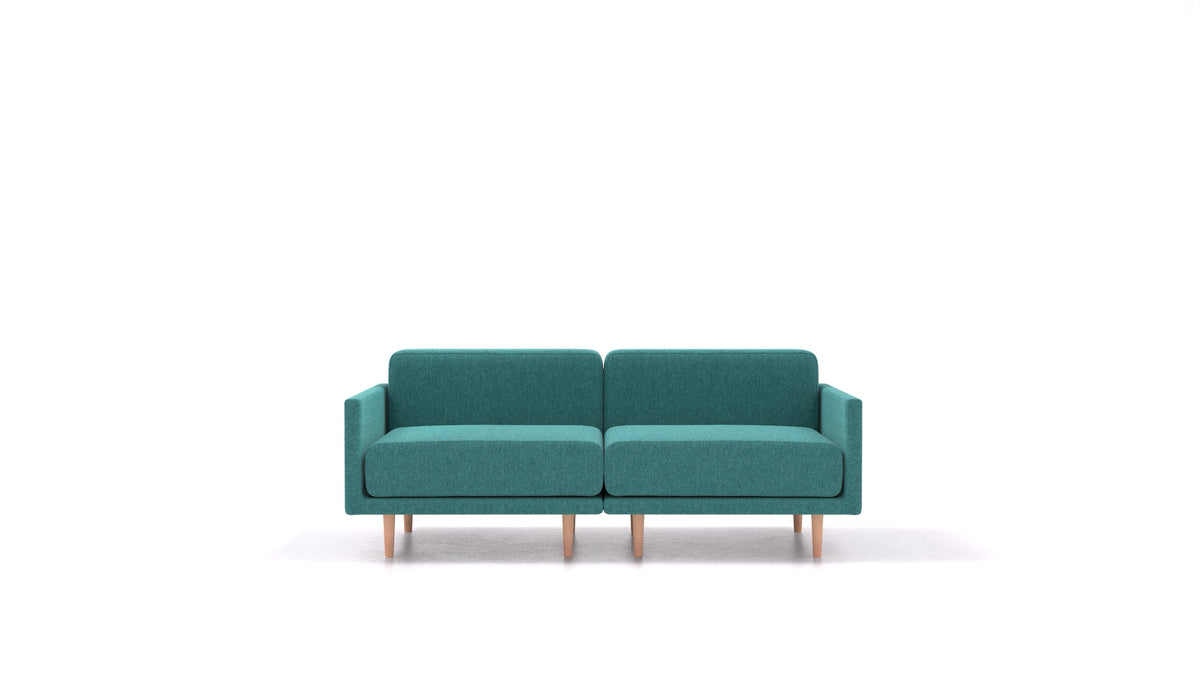 Clooods 2M, modularna sjedeća garnitura FEYDOM u tkanini Velare ET-16 Turquoise, svijetle noge