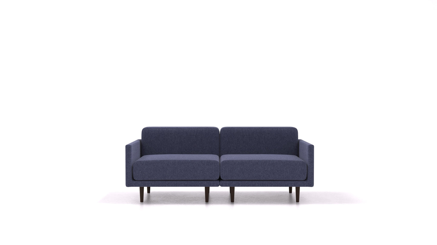 Clooods 2M, modularna sjedeća garnitura FEYDOM u tkanini Velare ET-80 Noble Blue, tamne noge