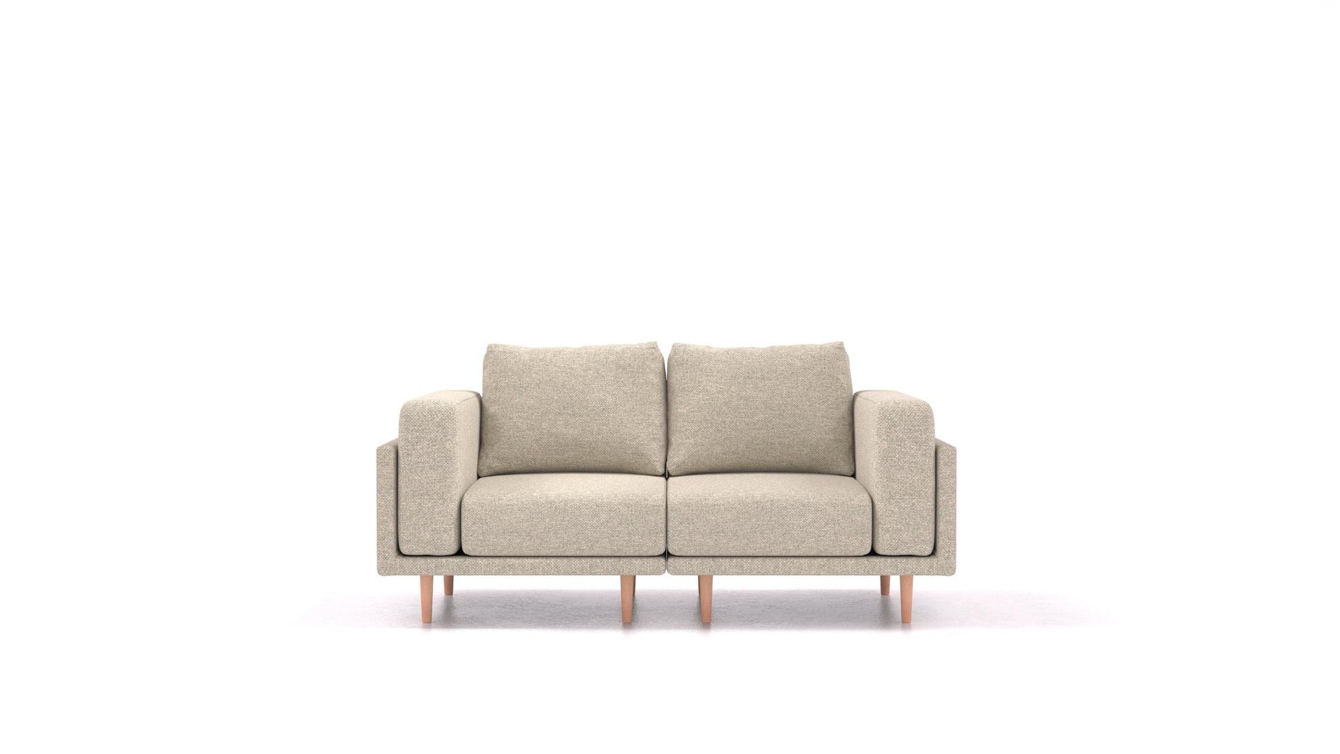 Clooods 2S, modularna sjedeća garnitura FEYDOM u tkanini Alure DE-09 Natur, svijetle noge