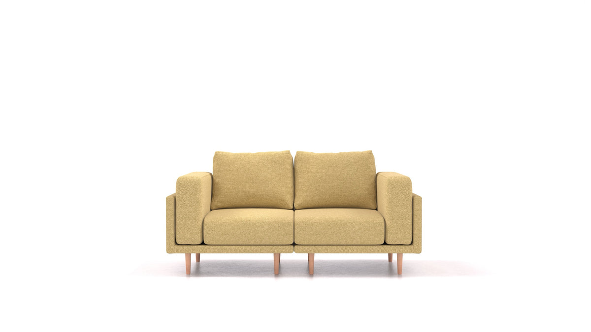 Clooods 2S, modularna sjedeća garnitura FEYDOM u tkanini Alure DE-48 Yellow, svijetle noge