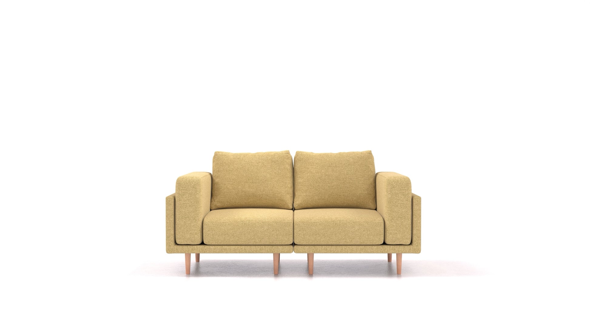 Clooods 2S, modularna sjedeća garnitura FEYDOM u tkanini Alure DE-48 Yellow, svijetle noge