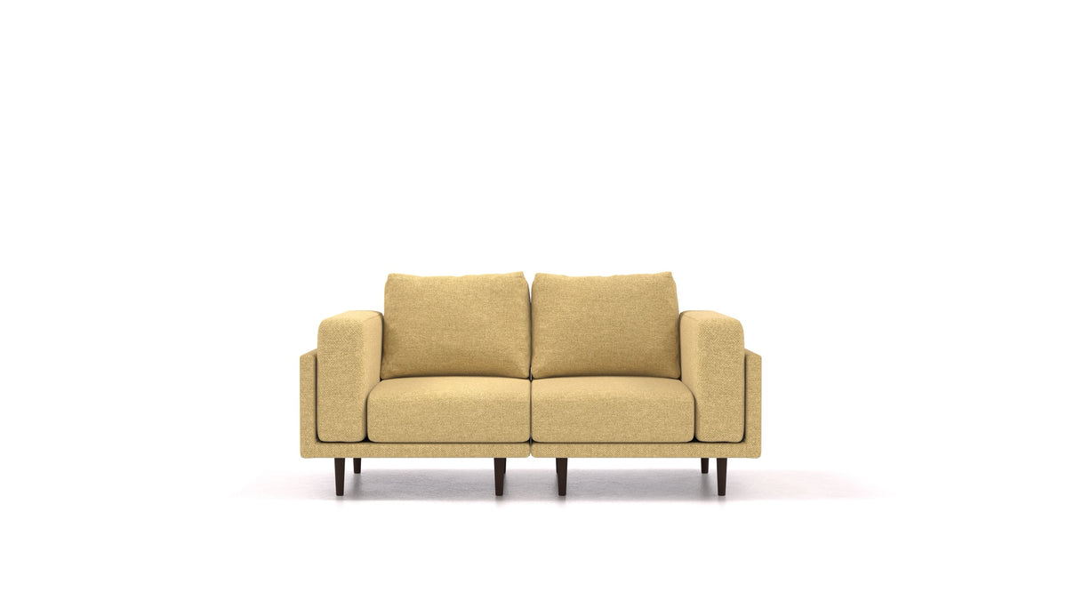 Clooods 2S, modularna sjedeća garnitura FEYDOM u tkanini Alure DE-48 Yellow, tamne noge
