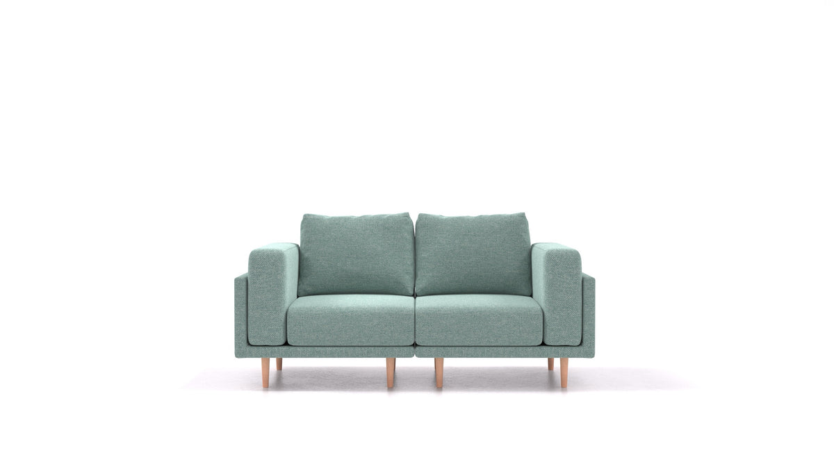 Clooods 2S, modularna sjedeća garnitura FEYDOM u tkanini Alure DE-75 Pastel Blue, svijetle noge