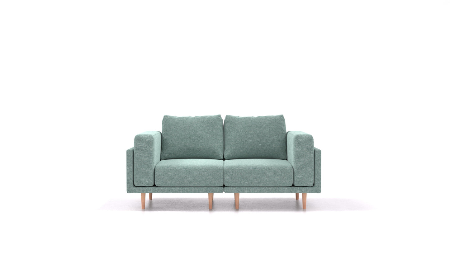 Clooods 2S, modularna sjedeća garnitura FEYDOM u tkanini Alure DE-75 Pastel Blue, svijetle noge