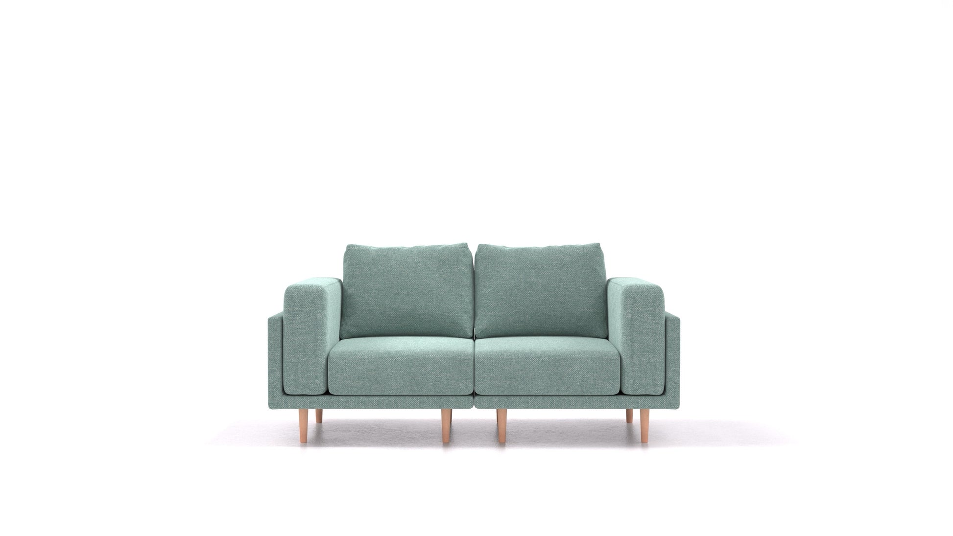 Clooods 2S, modularna sjedeća garnitura FEYDOM u tkanini Alure DE-75 Pastel Blue, svijetle noge