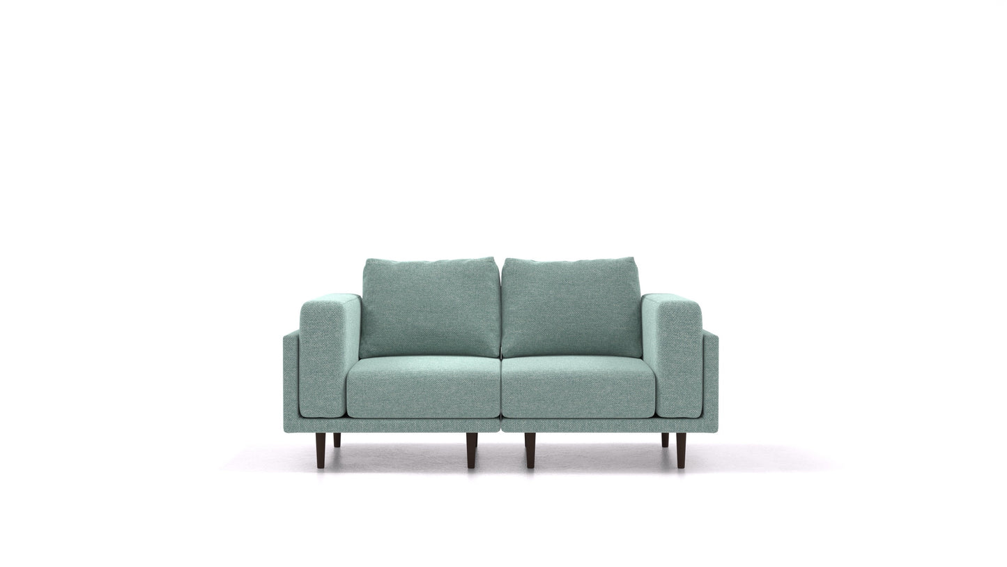 Clooods 2S, modularna sjedeća garnitura FEYDOM u tkanini Alure DE-75 Pastel Blue, tamne noge