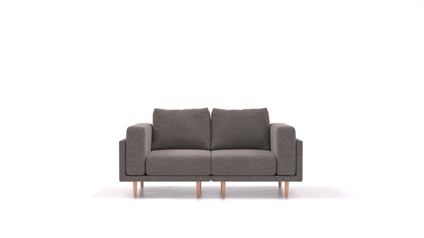 Clooods 2S, modularna sjedeća garnitura FEYDOM u tkanini Alure DE-92 Middle Grey, svijetle noge