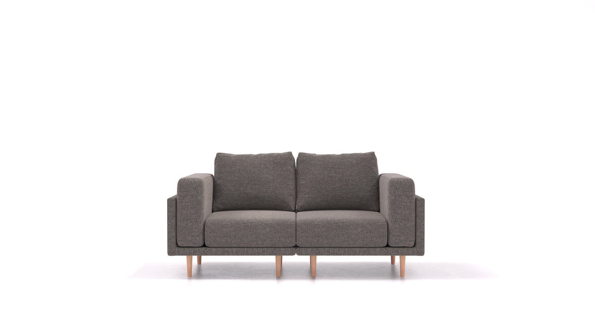 Clooods 2S, modularna sjedeća garnitura FEYDOM u tkanini Alure DE-92 Middle Grey, svijetle noge