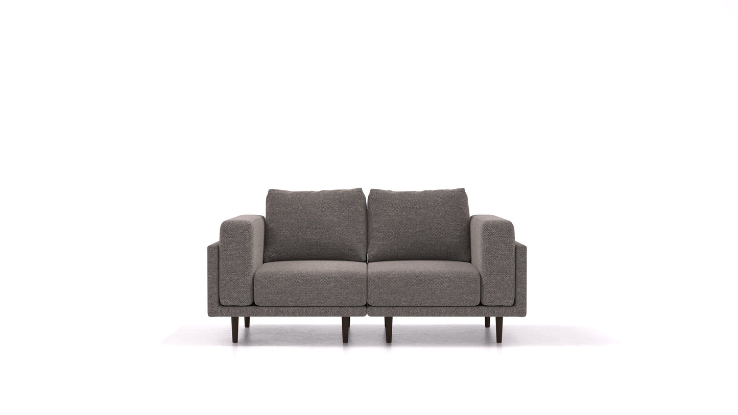 Clooods 2S, modularna sjedeća garnitura FEYDOM u tkanini Alure DE-92 Middle Grey, tamne noge