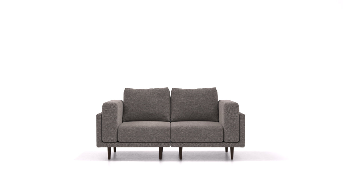 Clooods 2S, modularna sjedeća garnitura FEYDOM u tkanini Alure DE-92 Middle Grey, tamne noge
