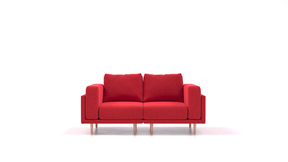 Clooods 2S, modularna sjedeća garnitura FEYDOM u tkanini Velare ET-11 Red, svijetle noge