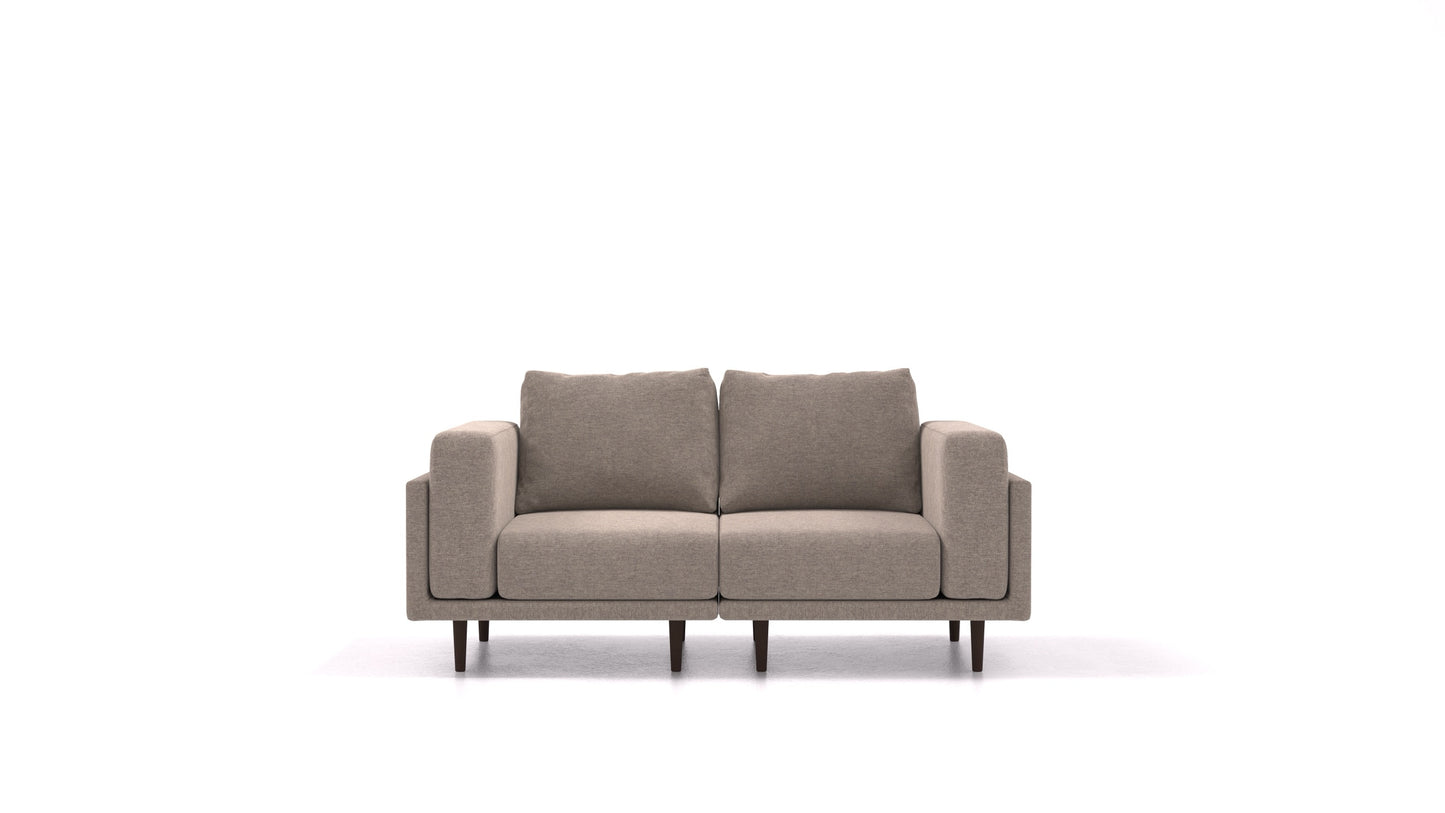 Clooods 2S, modularna sjedeća garnitura FEYDOM u tkanini Velare ET-14 Middle Grey, tamne noge