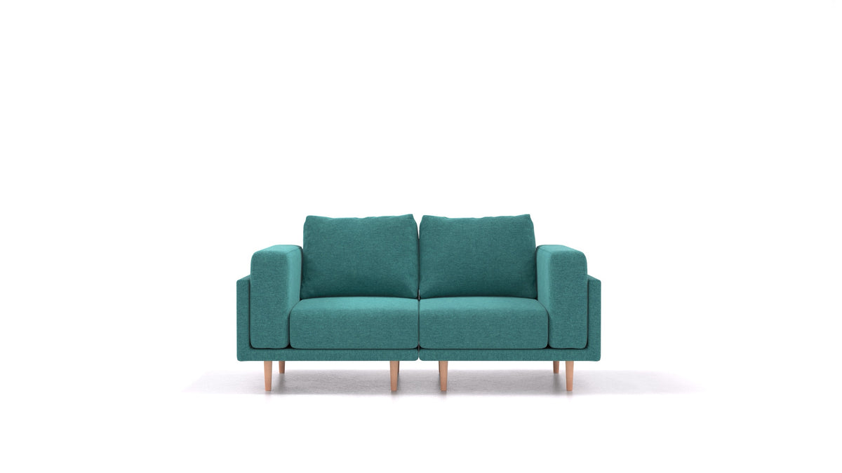 Clooods 2S, modularna sjedeća garnitura FEYDOM u tkanini Velare ET-16 Turquoise, svijetle noge