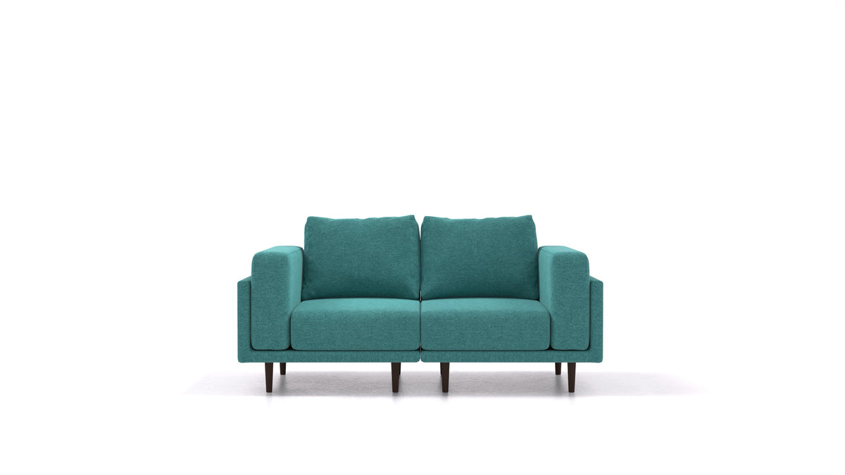 Clooods 2S, modularna sjedeća garnitura FEYDOM u tkanini Velare ET-16 Turquoise, tamne noge