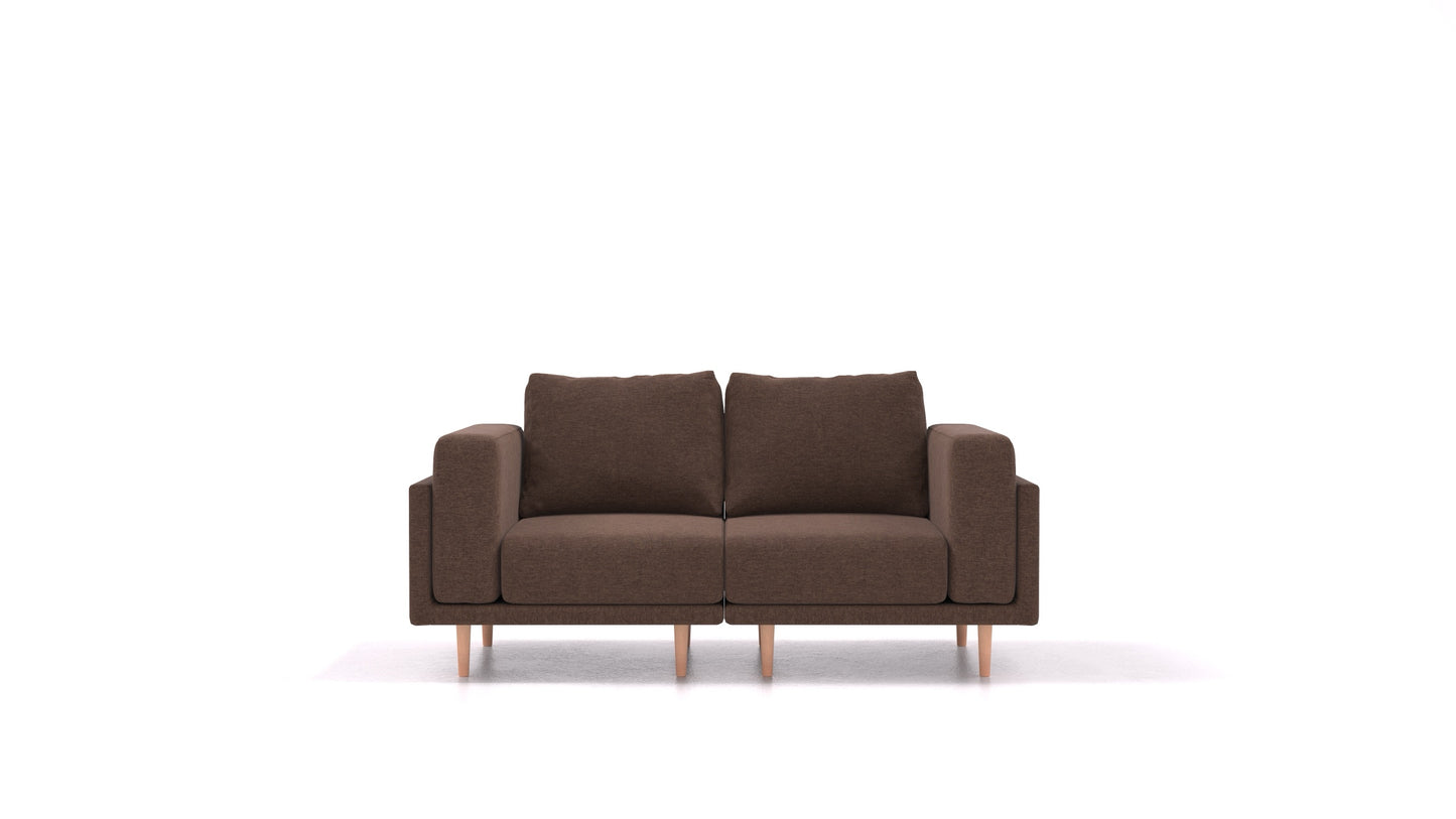 Clooods 2S, modularna sjedeća garnitura FEYDOM u tkanini Velare ET-27 Chocolate, svijetle noge