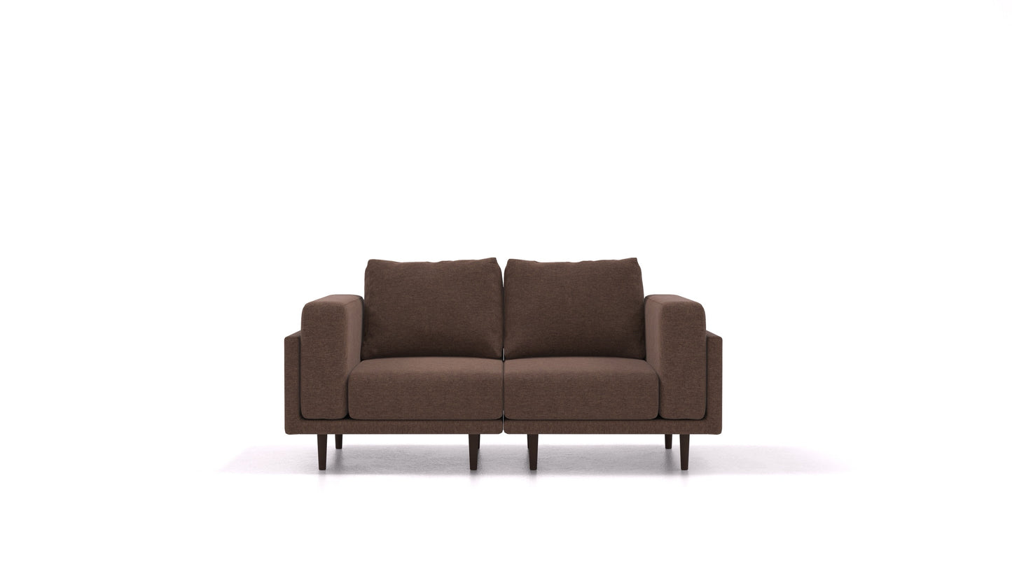 Clooods 2S, modularna sjedeća garnitura FEYDOM u tkanini Velare ET-27 Chocolate, tamne noge