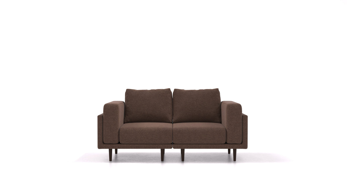 Clooods 2S, modularna sjedeća garnitura FEYDOM u tkanini Velare ET-27 Chocolate, tamne noge