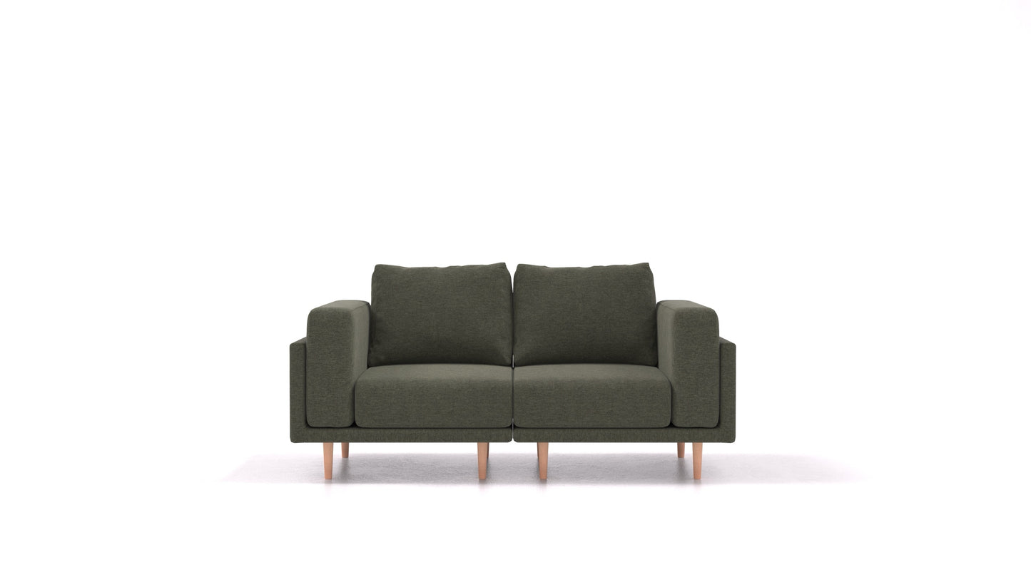 Clooods 2S, modularna sjedeća garnitura FEYDOM u tkanini Velare ET-38 Pine, svijetle noge