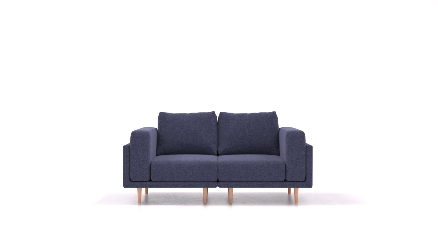 Clooods 2S, modularna sjedeća garnitura FEYDOM u tkanini Velare ET-80 Noble Blue, svijetle noge