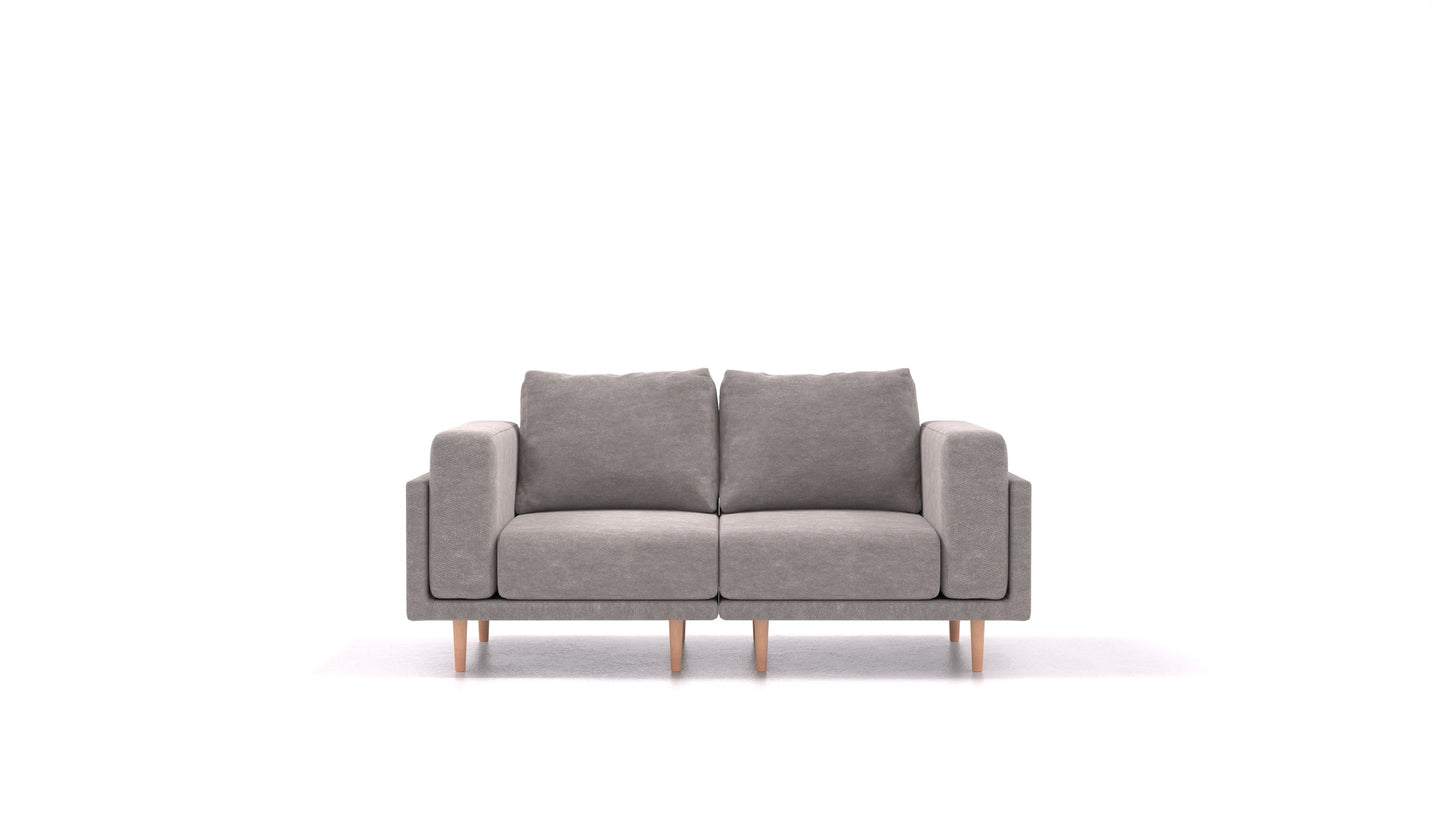 Clooods 2S, modularna sjedeća garnitura FEYDOM u tkanini Mollia FF-14 Middle Grey, svijetle noge
