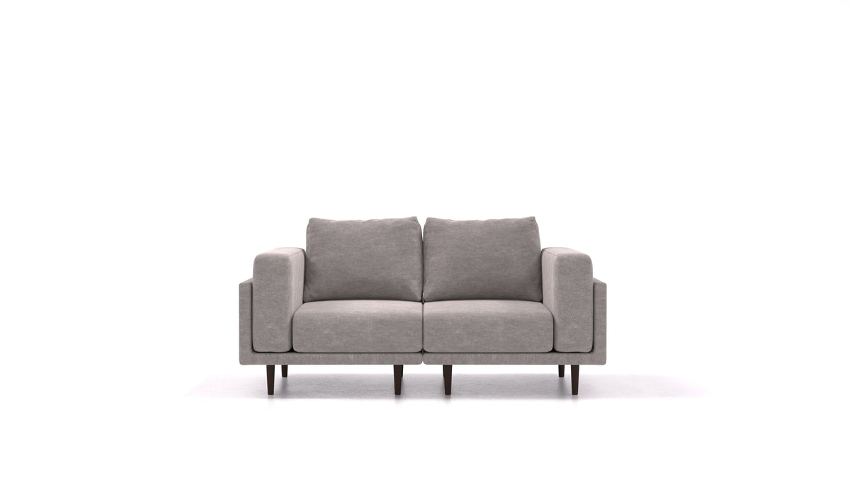 Clooods 2S, modularna sjedeća garnitura FEYDOM u tkanini Mollia FF-14 Middle Grey, tamne noge