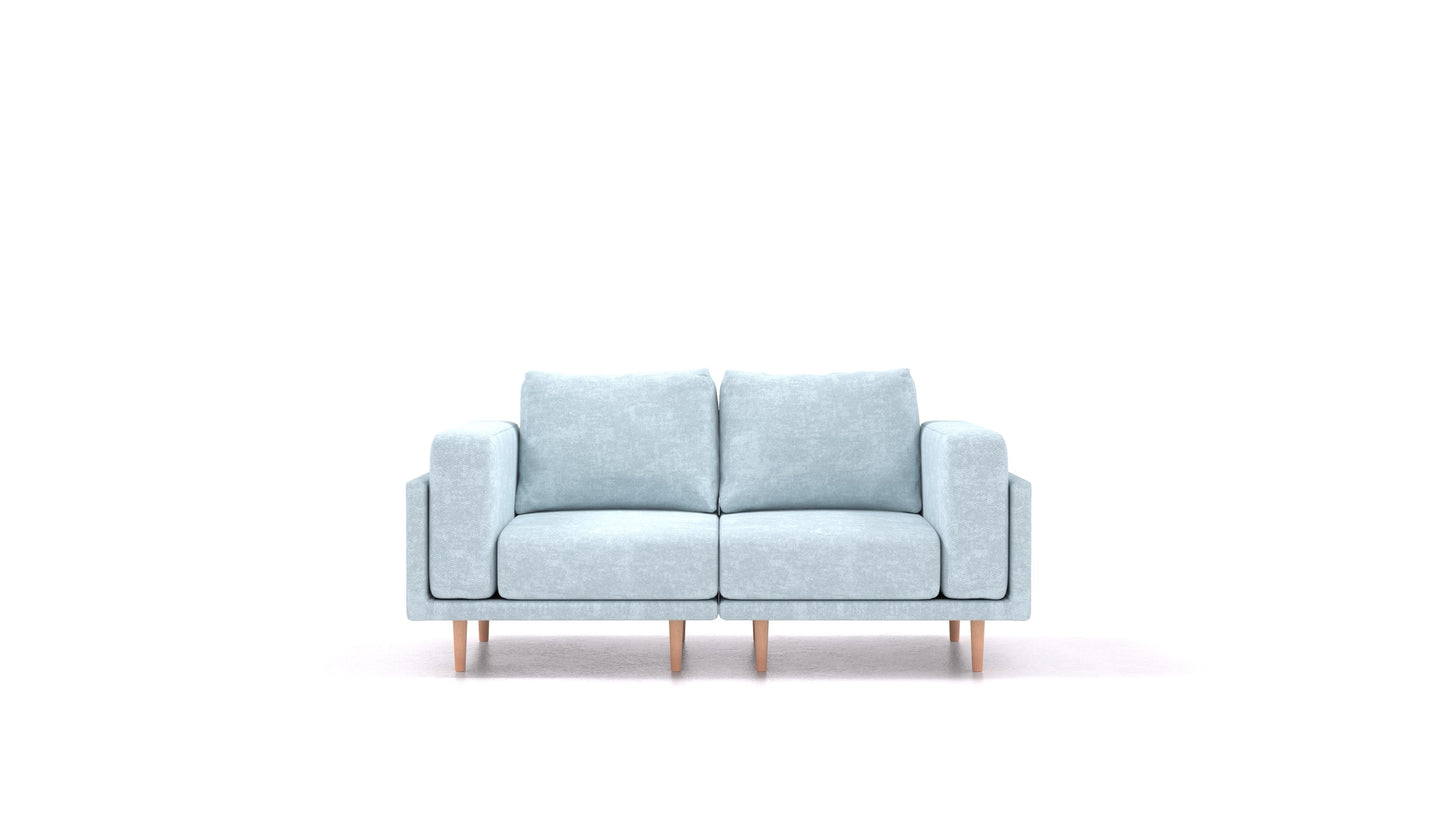 Clooods 2S, modularna sjedeća garnitura FEYDOM u tkanini Mollia FF-19 Pastel Blue, svijetle noge