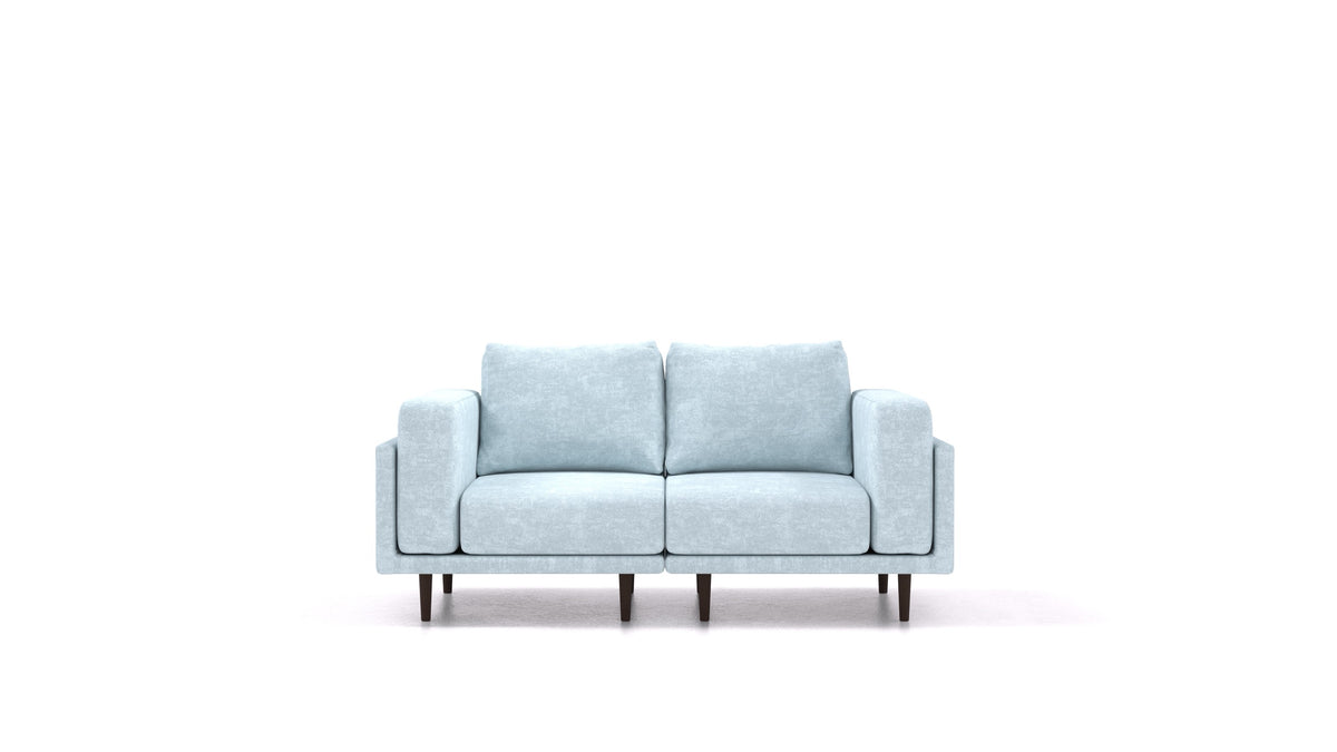 Clooods 2S, modularna sjedeća garnitura FEYDOM u tkanini Mollia FF-19 Pastel Blue, tamne noge