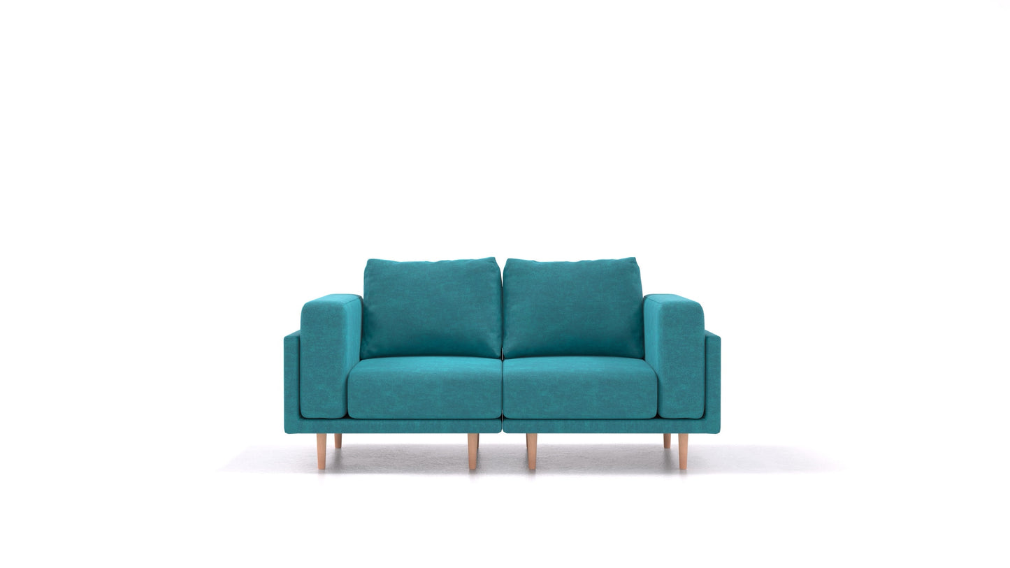 Clooods 2S, modularna sjedeća garnitura FEYDOM u tkanini Mollia FF-20 Turquoise, svijetle noge