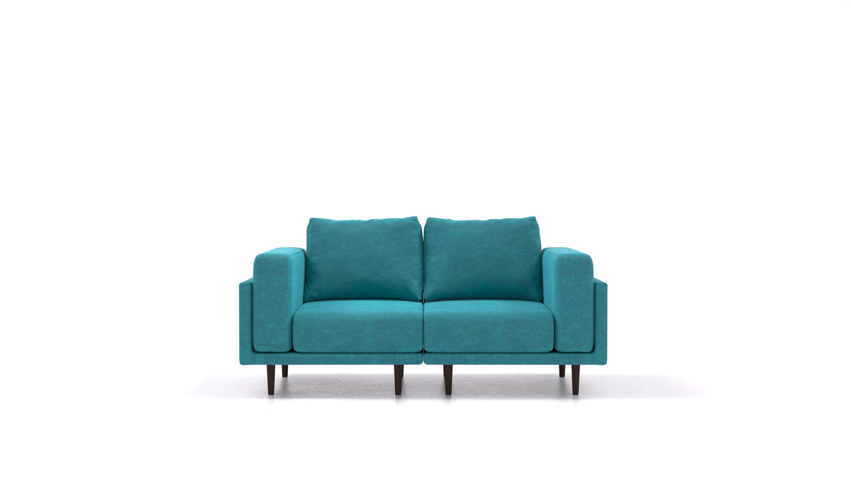 Clooods 2S, modularna sjedeća garnitura FEYDOM u tkanini Mollia FF-20 Turquoise, tamne noge