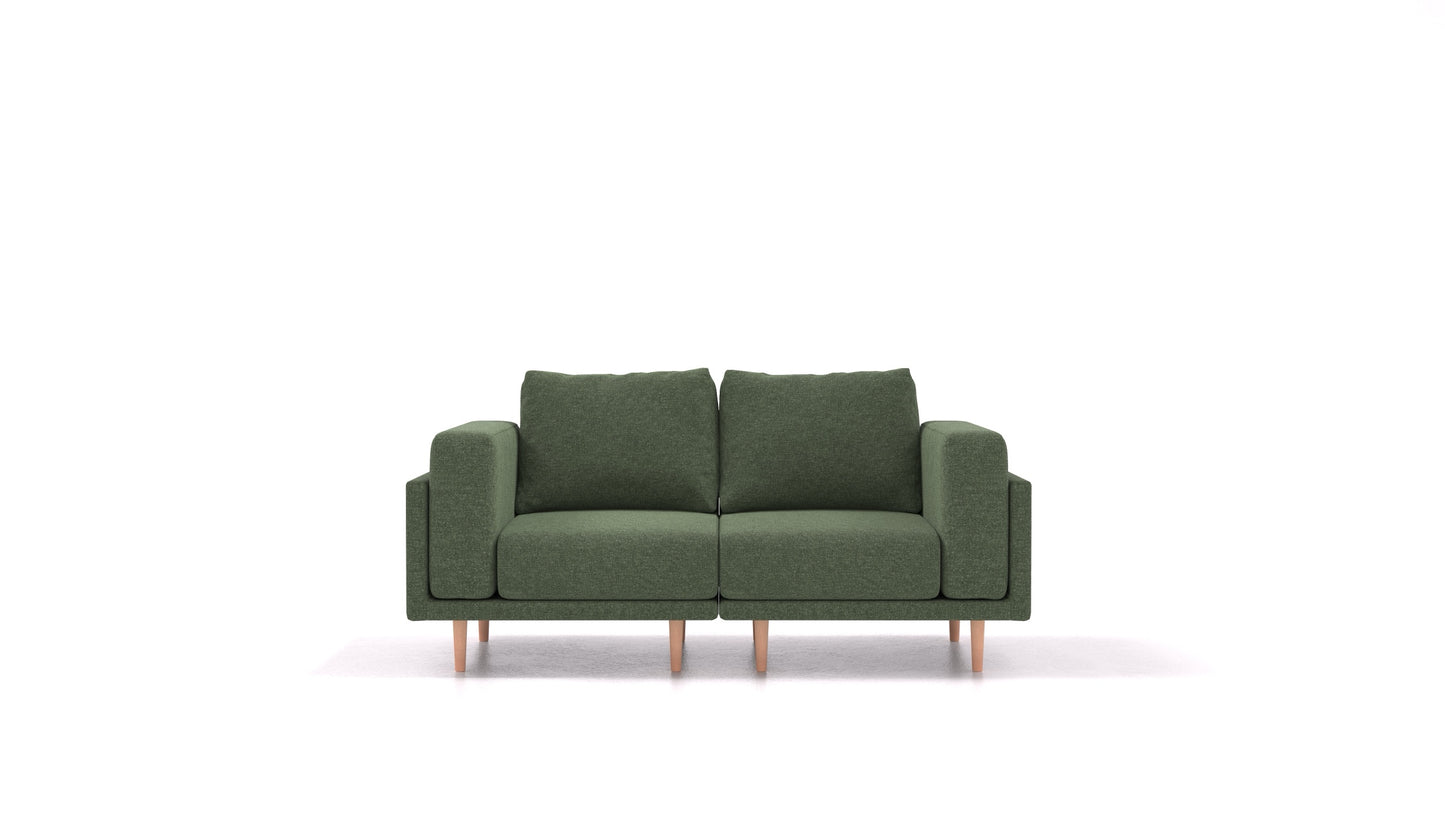 Clooods 2S, modularna sjedeća garnitura FEYDOM u tkanini Icon IC-39 Forest, svijetle noge