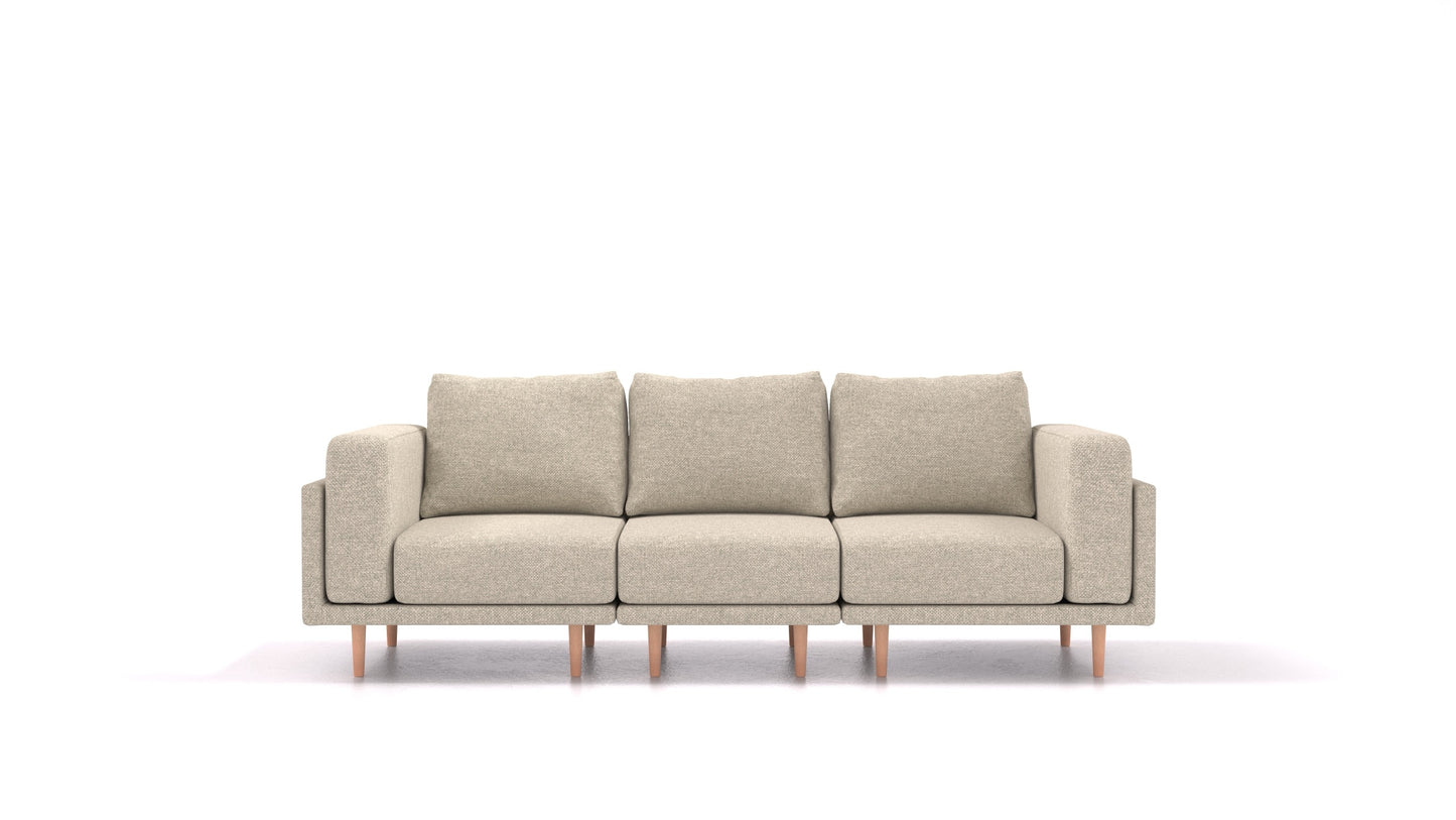 Clooods 3S, modularna sjedeća garnitura FEYDOM u tkanini Alure DE-09 Natur, svijetle noge