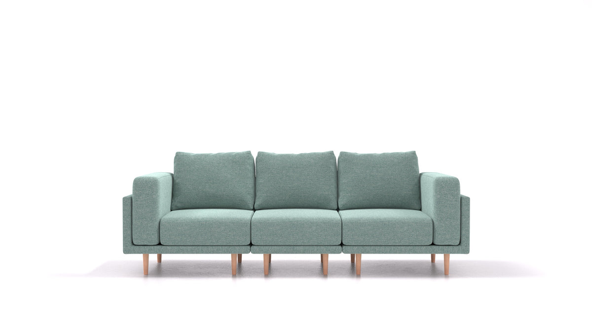 Clooods 3S, modularna sjedeća garnitura FEYDOM u tkanini Alure DE-75 Pastel Blue, svijetle noge