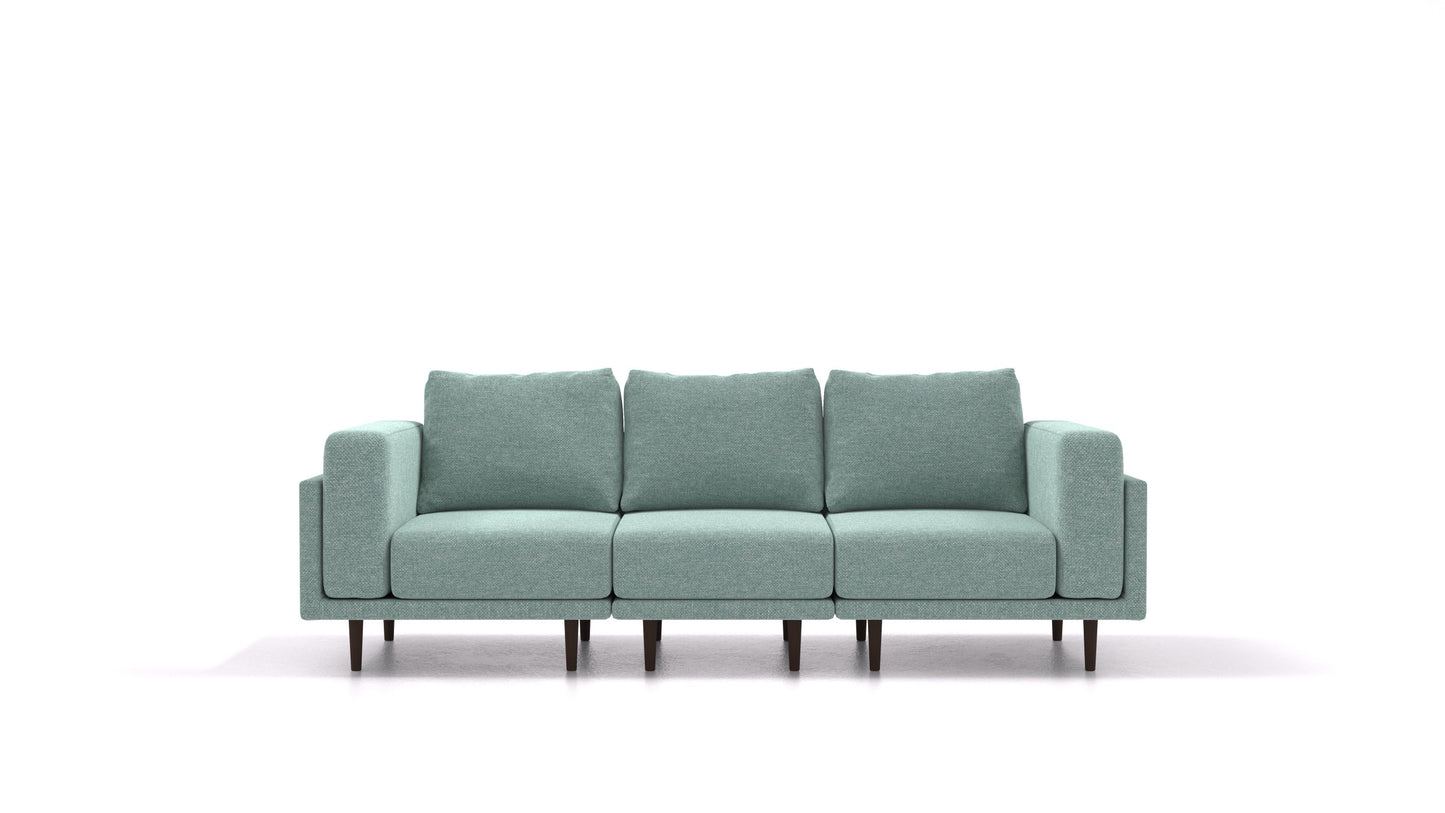 Clooods 3S, modularna sjedeća garnitura FEYDOM u tkanini Alure DE-75 Pastel Blue, tamne noge