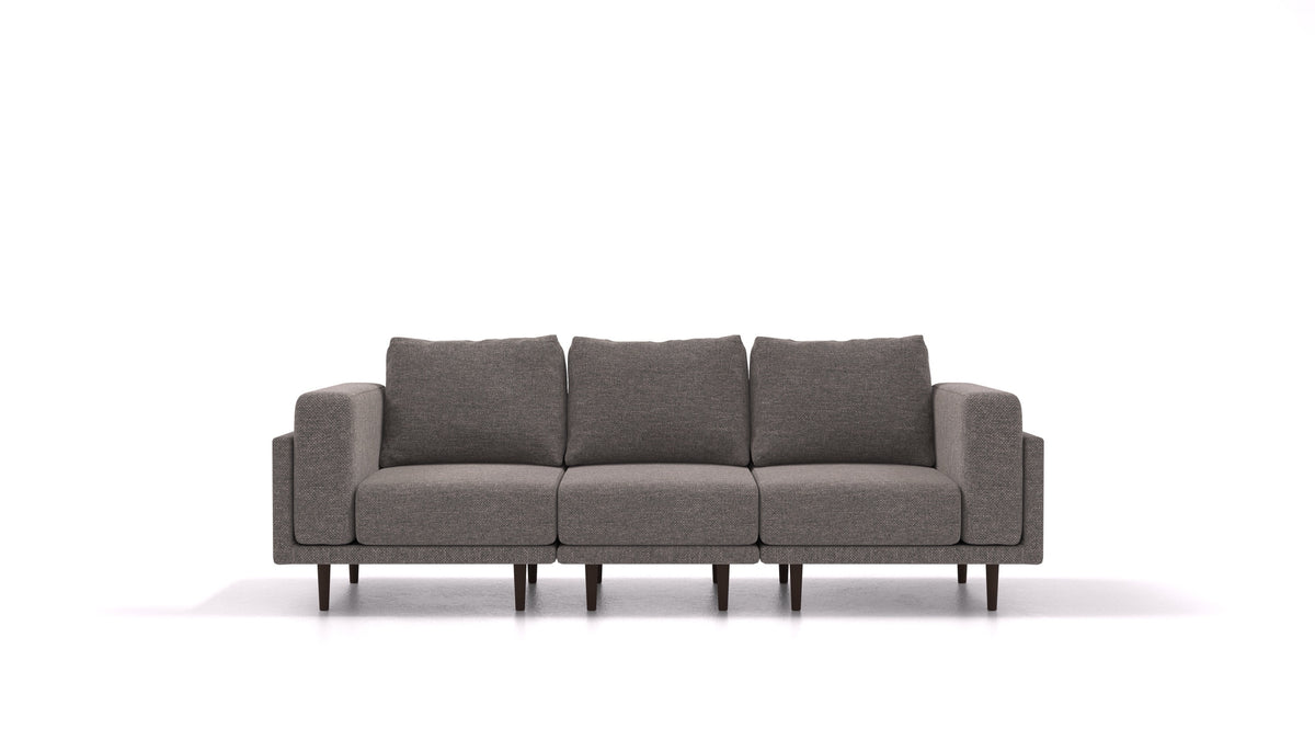 Clooods 3S, modularna sjedeća garnitura FEYDOM u tkanini Alure DE-92 Middle Grey, tamne noge