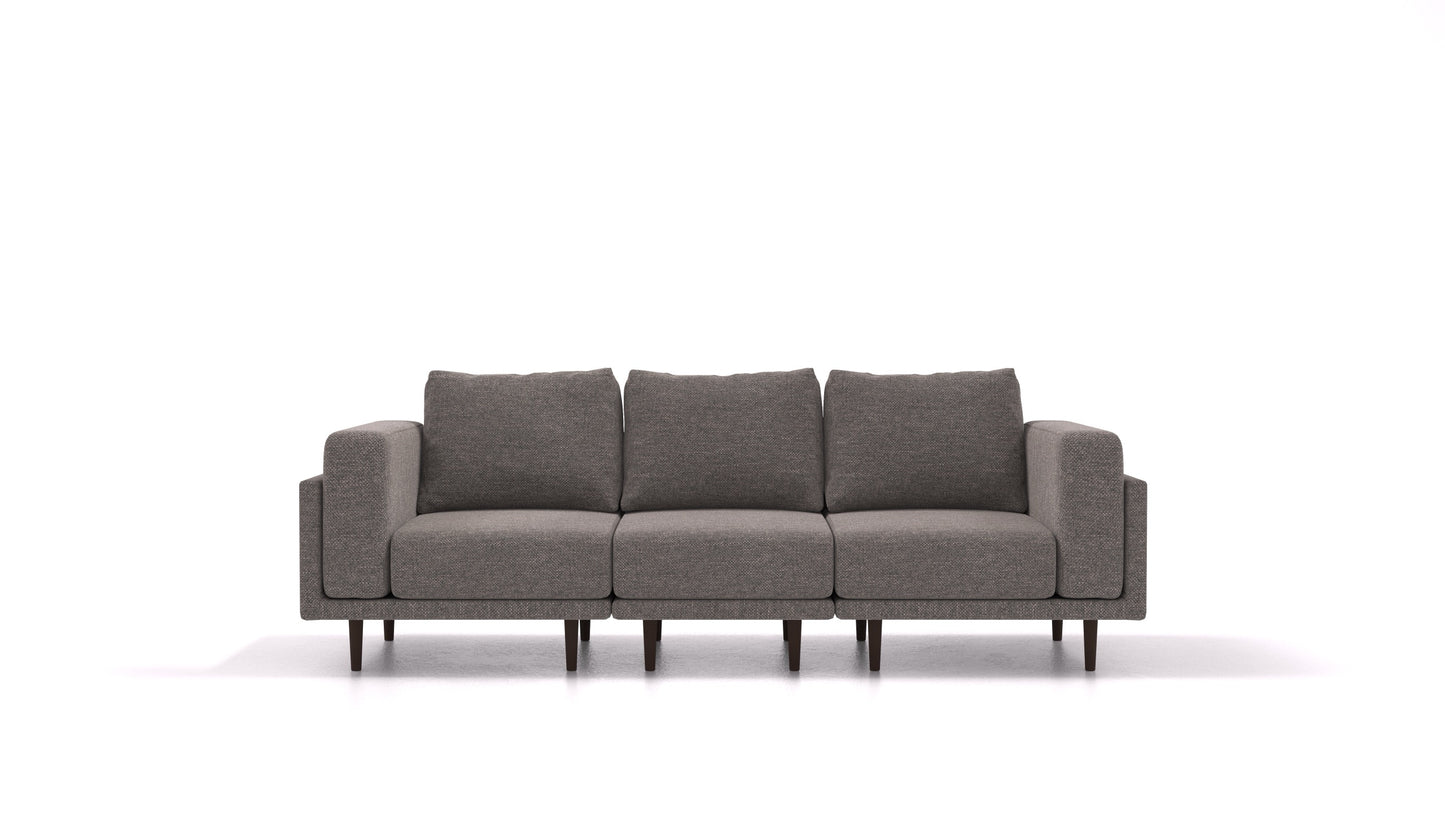 Clooods 3S, modularna sjedeća garnitura FEYDOM u tkanini Alure DE-92 Middle Grey, tamne noge