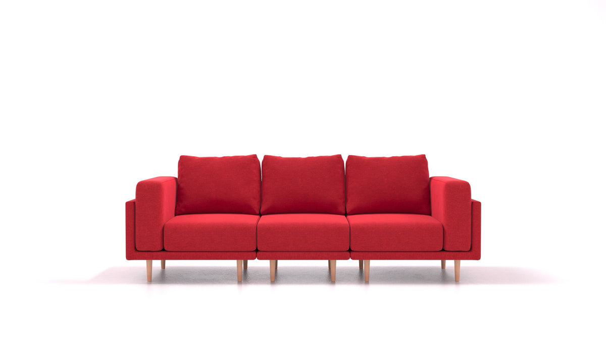 Clooods 3S, modularna sjedeća garnitura FEYDOM u tkanini Velare ET-11 Red, svijetle noge