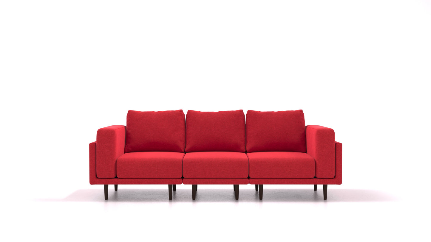 Clooods 3S, modularna sjedeća garnitura FEYDOM u tkanini Velare ET-11 Red, tamne noge
